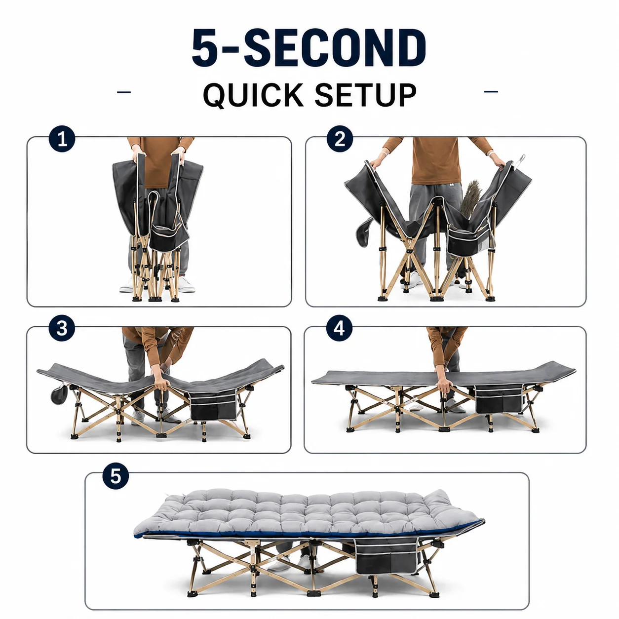 Camping Cot with Thick Mattress - Image 2