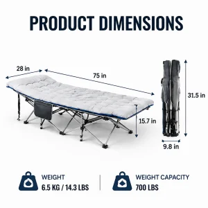 Camping Cot with Thick Mattress - Thumbnail Image 3