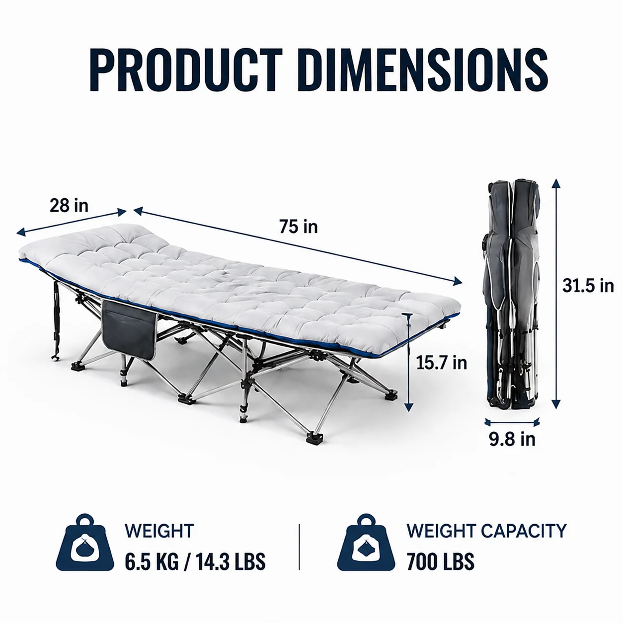 Camping Cot with Thick Mattress - Image 3