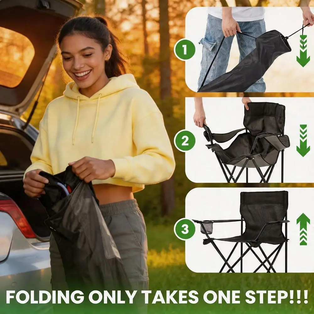 2 Pack Lightweight Camping Chairs - Image 5