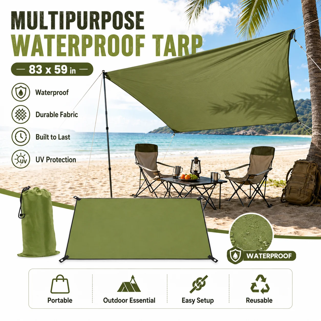 59"x 83" Waterproof Tarp - Image 3